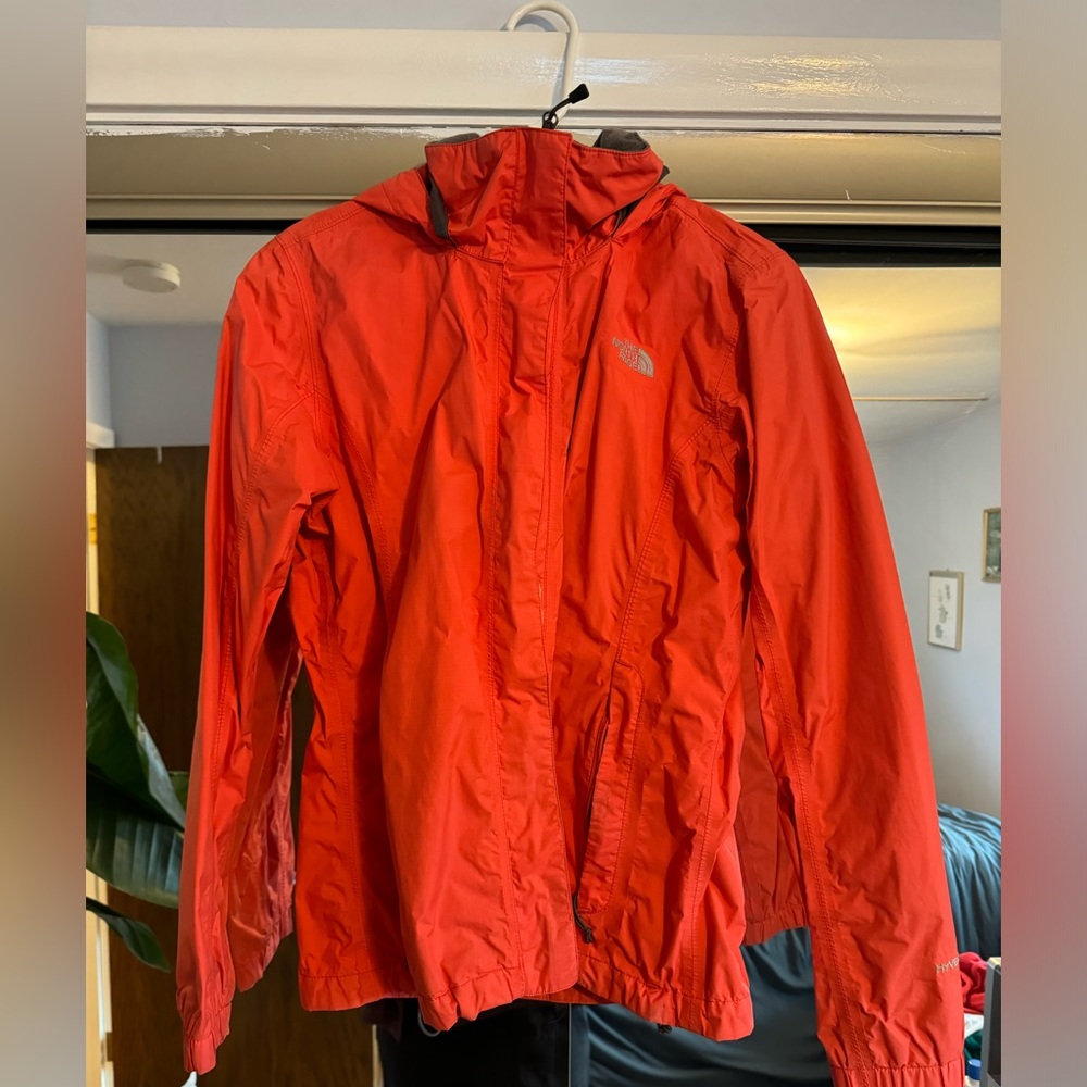 The North Face Rain Jacket with hood coral orange